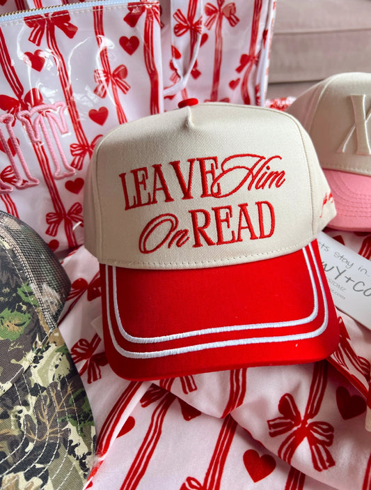 RESTOCK: Leave Him on Read Vintage Hat, Red