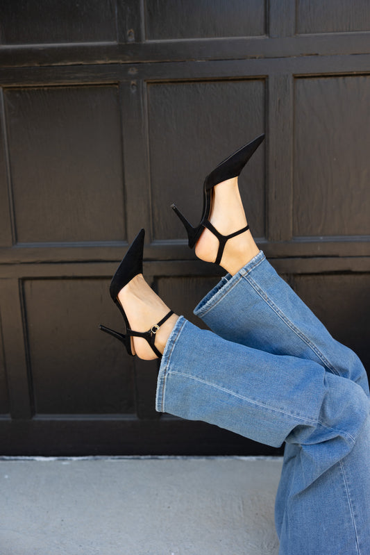 Blade Suede Pointed Toe Heels