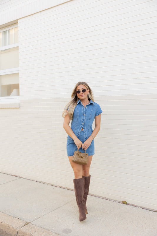 Dottie Denim Matching Skirt Set