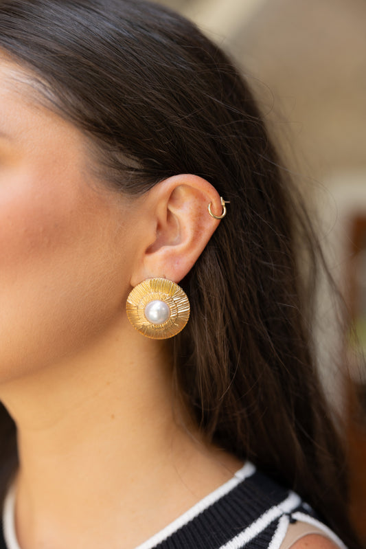 Pearl Textured Round Earrings