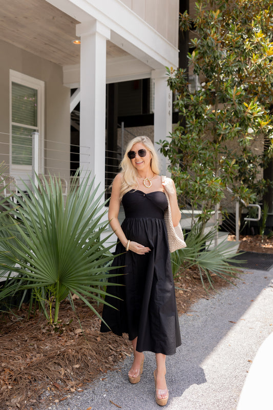 Strapless Front Twist Maxi Dress
