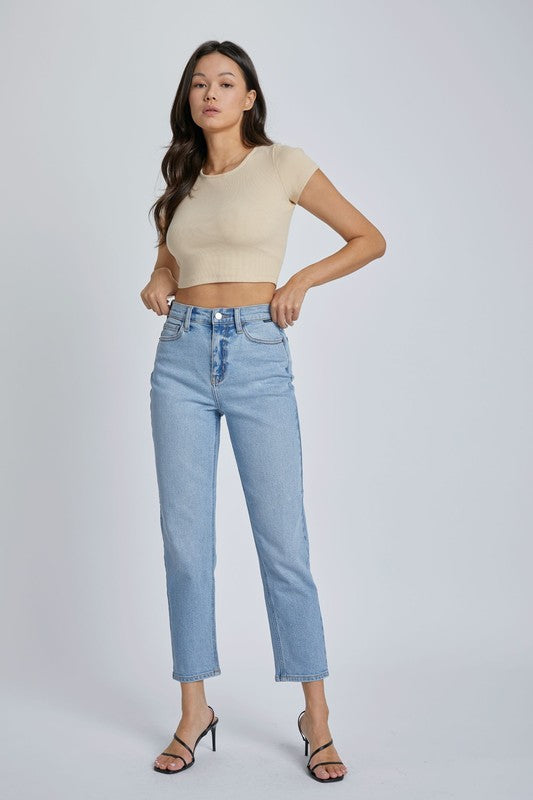 High Rise Mom Jeans, Light Wash