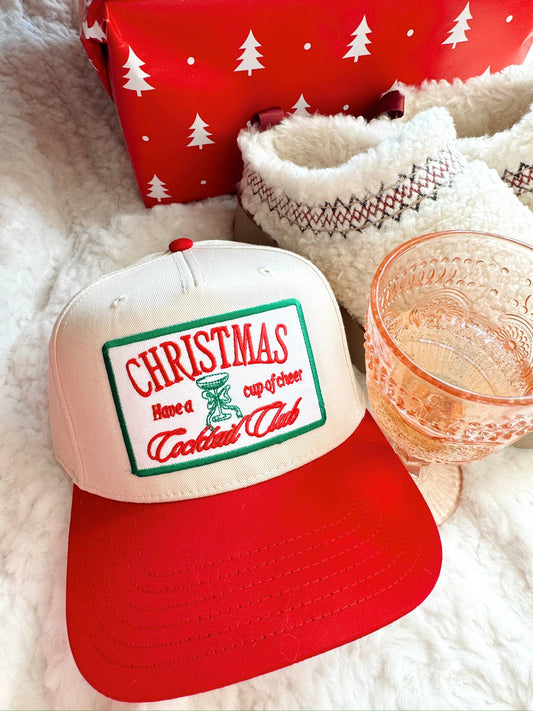 Christmas Cocktail Club Red Vintage Trucker Hat