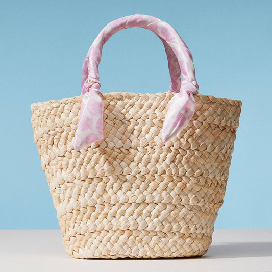 Rachel Raffia Bag with Scarf Handles