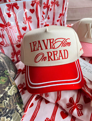 RESTOCK: Leave Him on Read Vintage Hat, Red