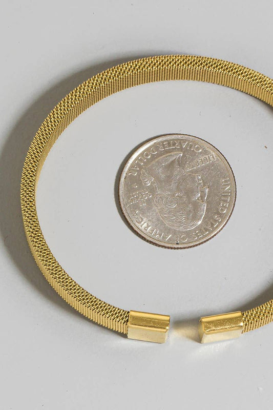 Stainless Steel Mesh Textured Cuff Bracelet