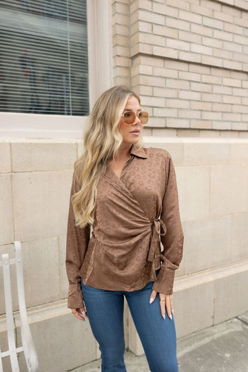 Lexie Leopard Print Tie-Front Blouse