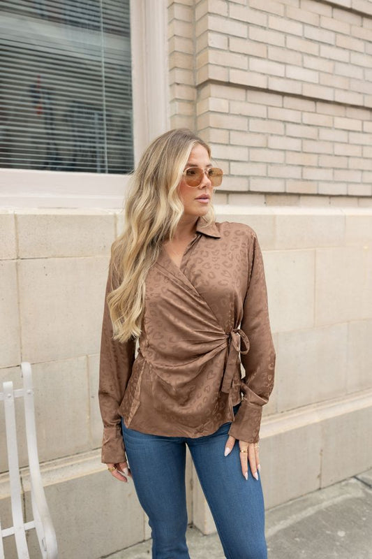 Lexie Leopard Print Tie-Front Blouse