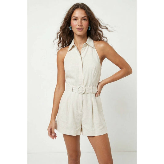 Sandy Cove Belted Linen Romper