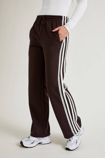 Bentley Stripe & Lace Trim Track Pants