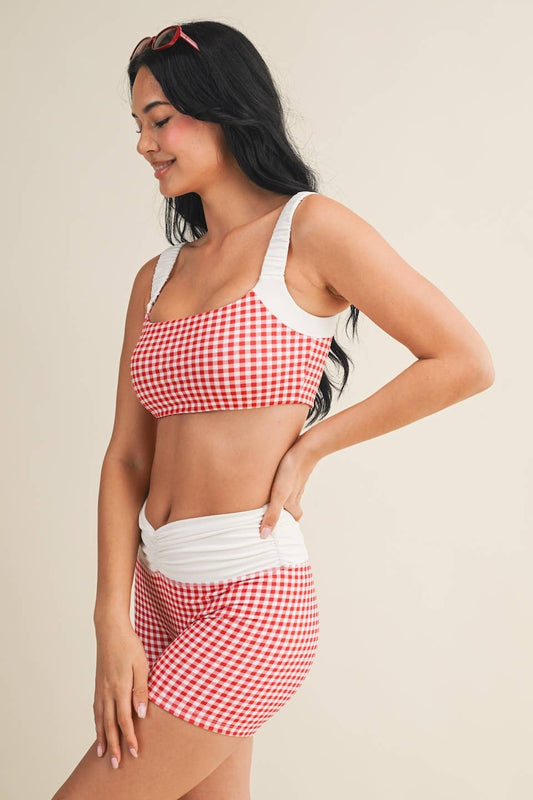 Gingham Print Sports Bra