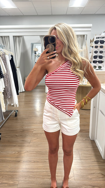 Mercy One Shoulder Stripe Top