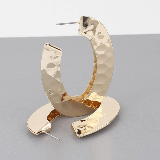 Holly Hammered Hoops