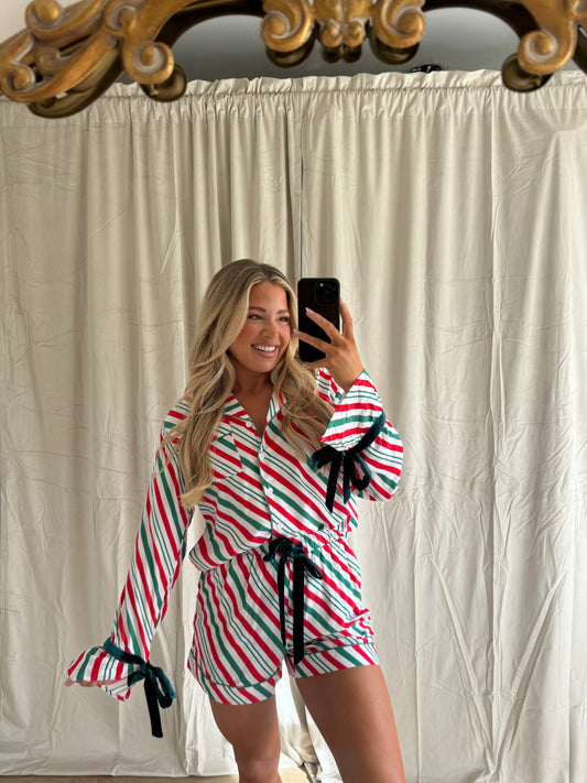 Candy Cane Striped Pajama Set
