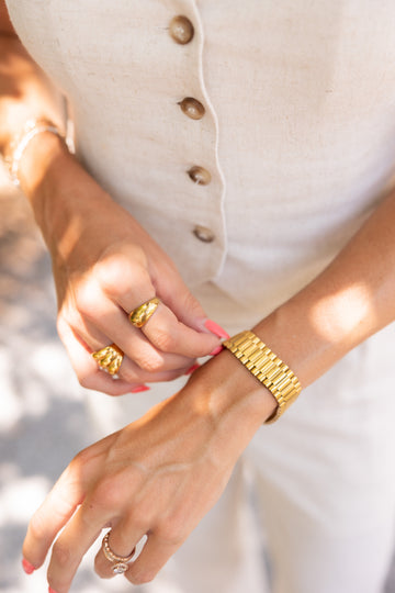 Thick Gold Watch Band Bracelet
