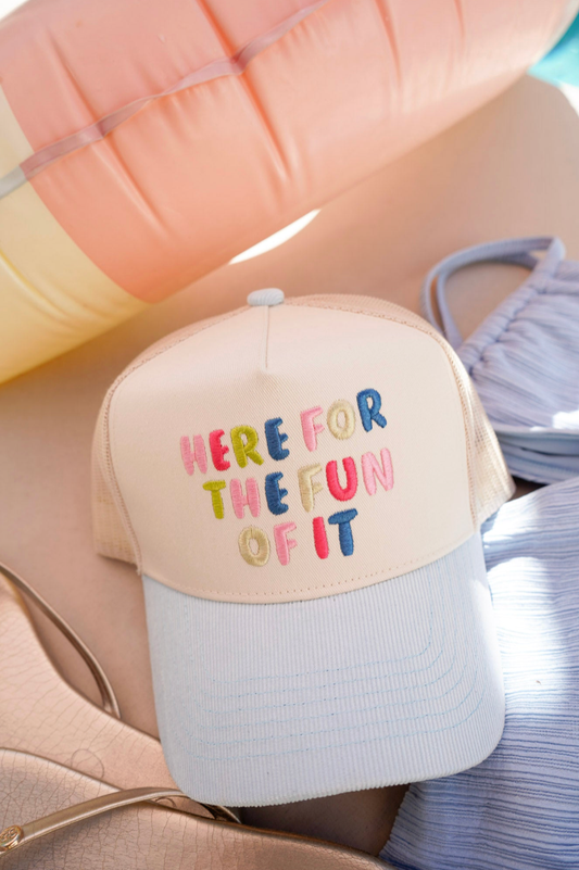 Here for the Fun of it Corduroy Trucker Hat