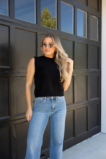 Lacey Sleeveless Crew Neck Knit Top - 3 COLORS!