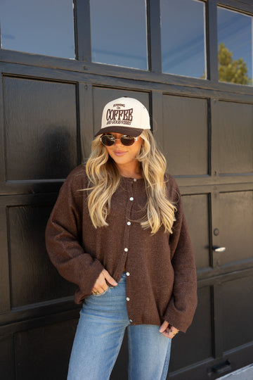 Running on Coffee Embroidered Two-Tone Trucker Hat