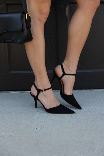 Blade Suede Pointed Toe Heels
