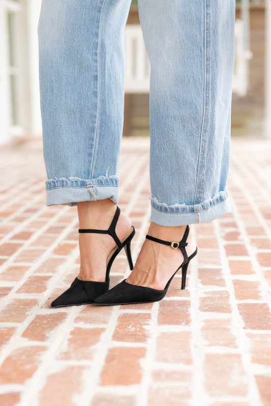 Blade Suede Pointed Toe Heels