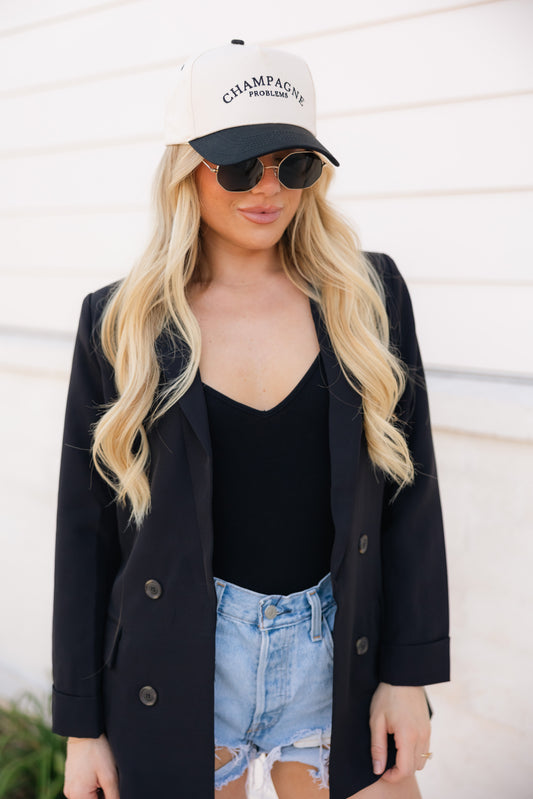 RESTOCK: Champagne Problems Black Vintage Hat