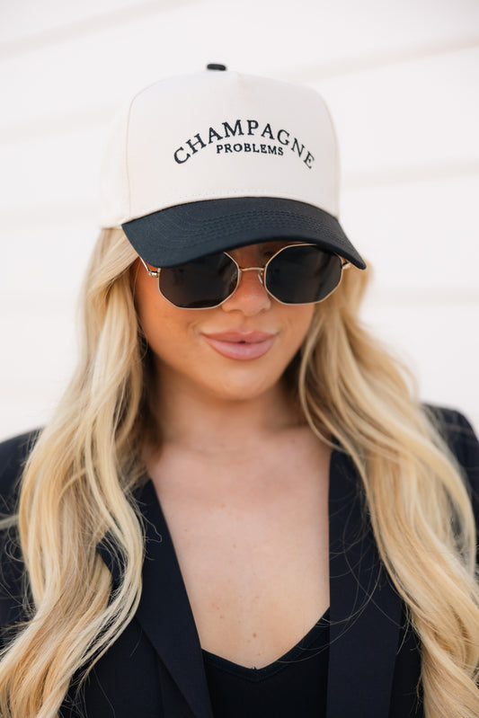 RESTOCK: Champagne Problems Black Vintage Hat
