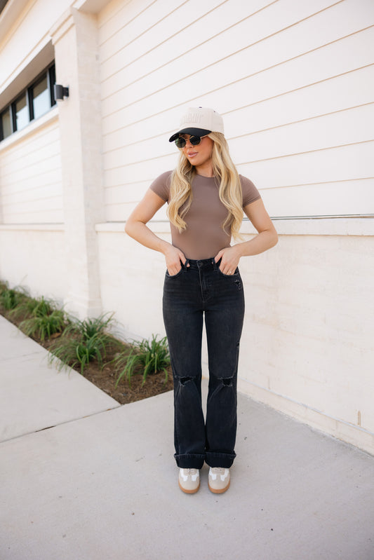 90s Girl Vintage Flare Denim, Black