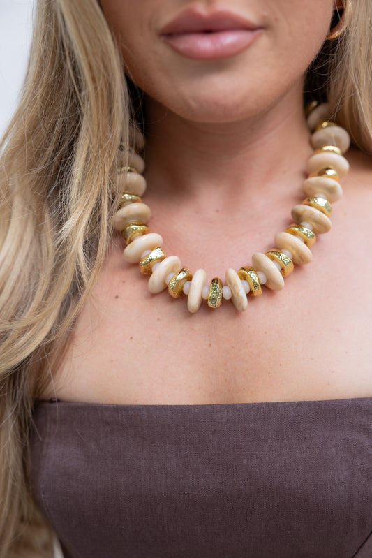 Ivory & Gold Disc Necklace