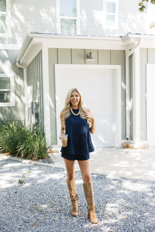 Kristin Denim Shorts Set