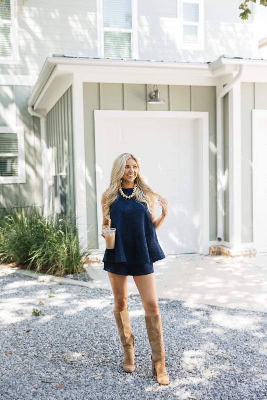 Kristin Denim Shorts Set