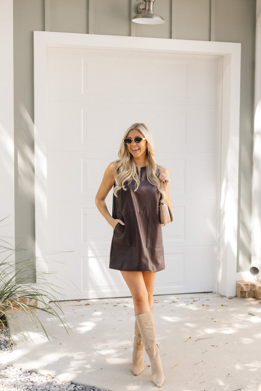 Pippa Faux Leather Sleeveless Mini Dress