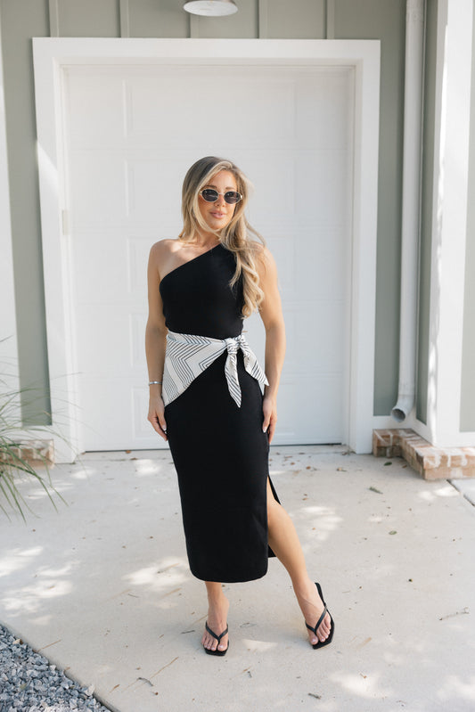 Molly One Shoulder Scarf Detail Maxi Dress