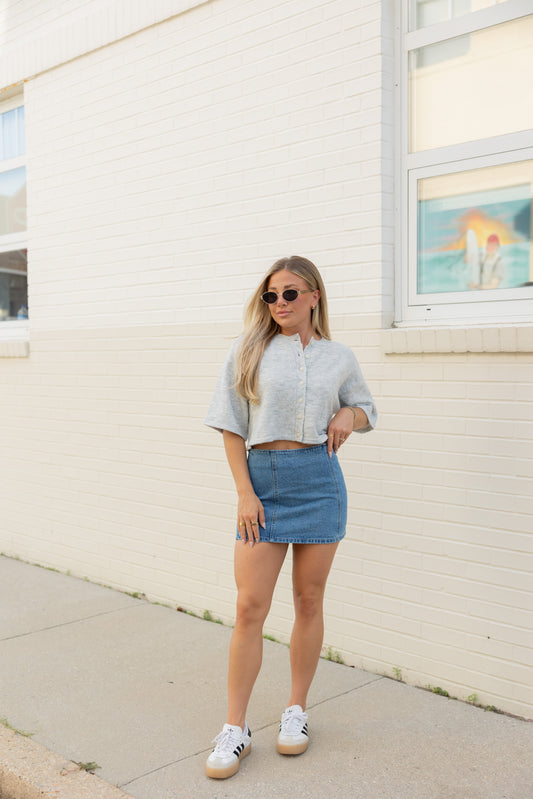 Mary Short Sleeve Knit Cardigan Top