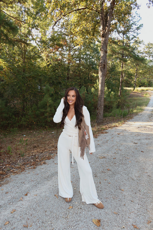 Hayes Lace Trim Wrap Top & Pants Set