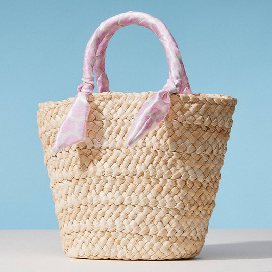 Rachel Raffia Bag with Scarf Handles