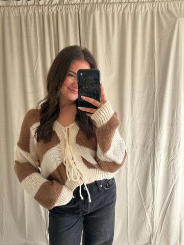 Sophie Striped Front Tie Sweater