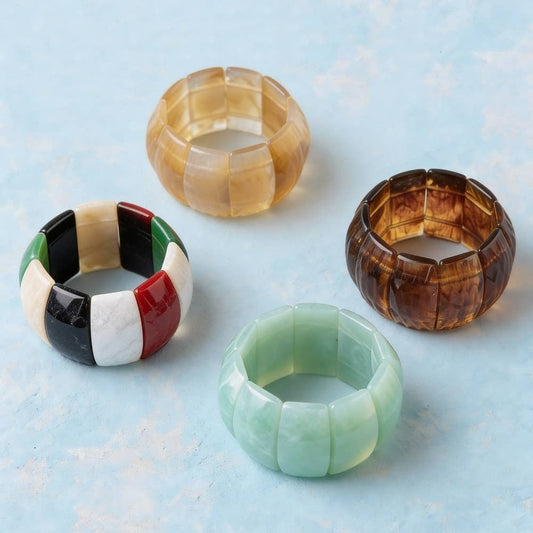 Wide Resin Block Stretch Bracelet