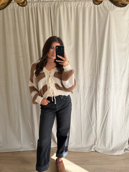 Sophie Striped Front Tie Sweater