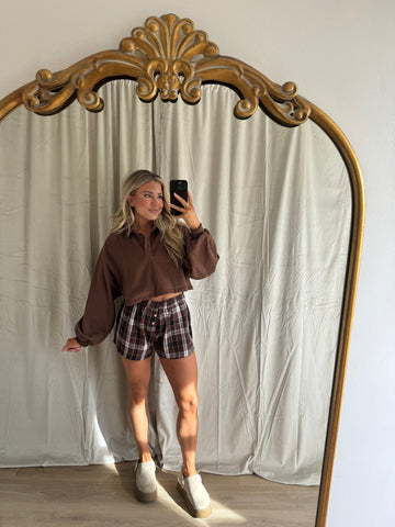 Claire Cropped Collared Pullover Sweatshirt