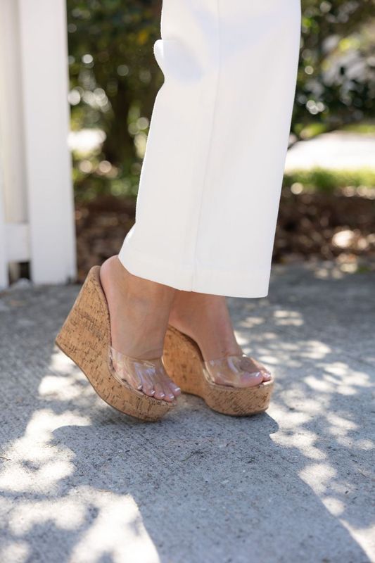 Jax Clear Cork Wedges