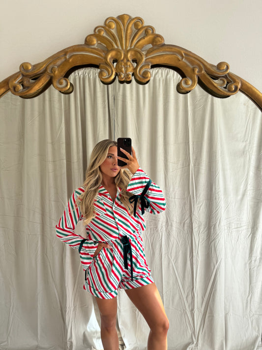 Candy Cane Striped Pajama Set