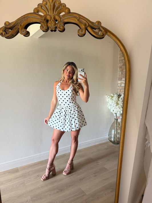 Frida Polka Dot Halter Mini Dress