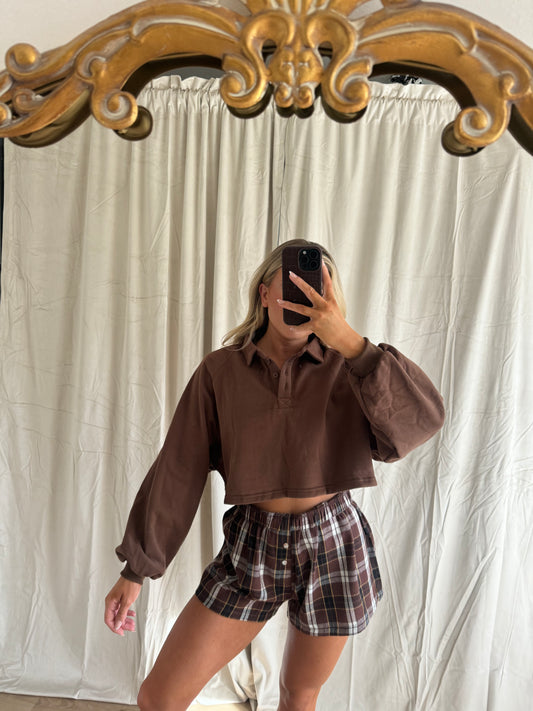 Claire Cropped Collared Pullover Sweatshirt