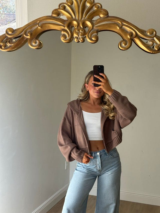 Kimberly Knit Zip Up Hoodie Sweater