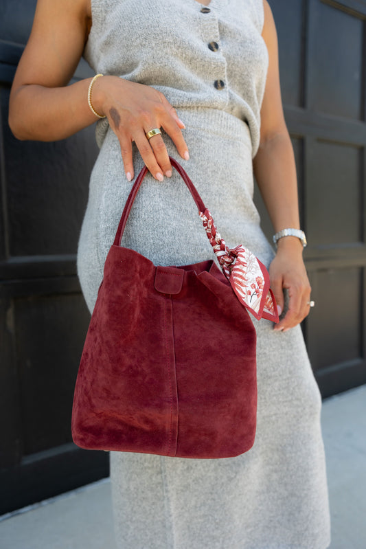 The Ruby Suede Bucket Bag
