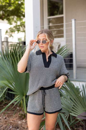 Golden Hour Striped Sweater Shorts