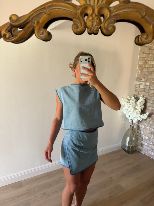 Tobie Denim Skort Set