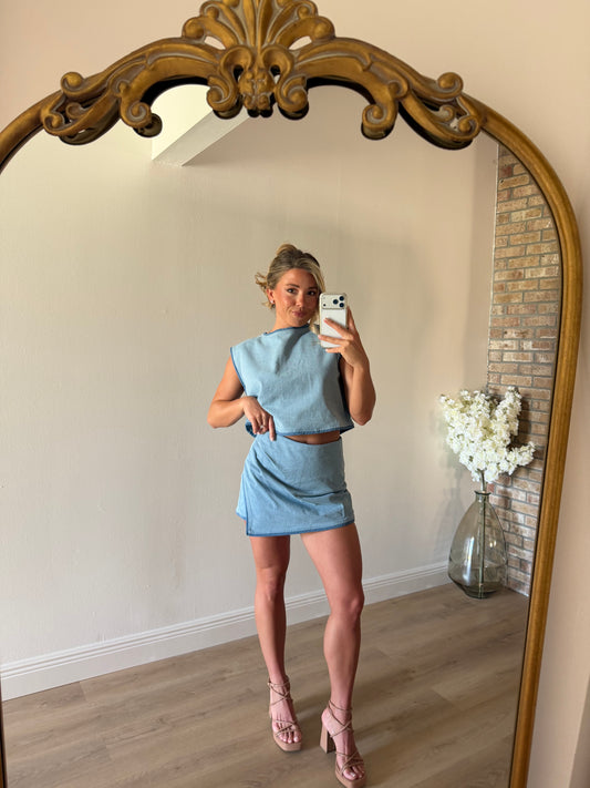 Tobie Denim Skort Set
