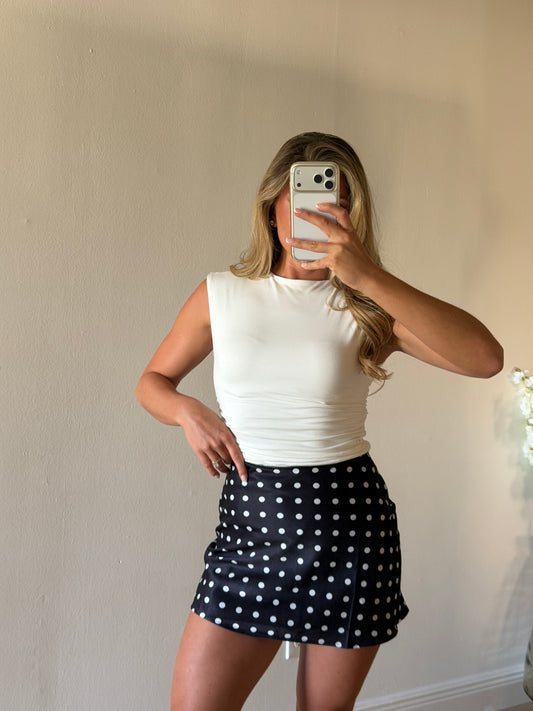 Sammy Satin Polka Dot Mini Skirt