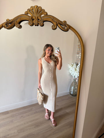 Bella Button Front Midi Dress